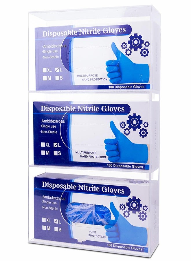 WodGod Wall-Mounted Acrylic Glove Box Dispenser Holder,3 Cartons Capacity,Glove & Facial Tissue Wire Rack for Kitchen,Healthcare,Hospital,Workshop,Office,Etc(Each Grid 9.5”x5.1”x3”) - Image 1